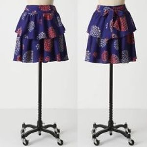 Anthropologie Odille Tiered Silk Skirt